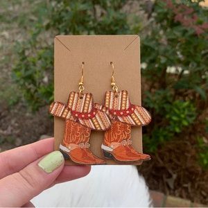Cowgirl Boots with Hat Earrings